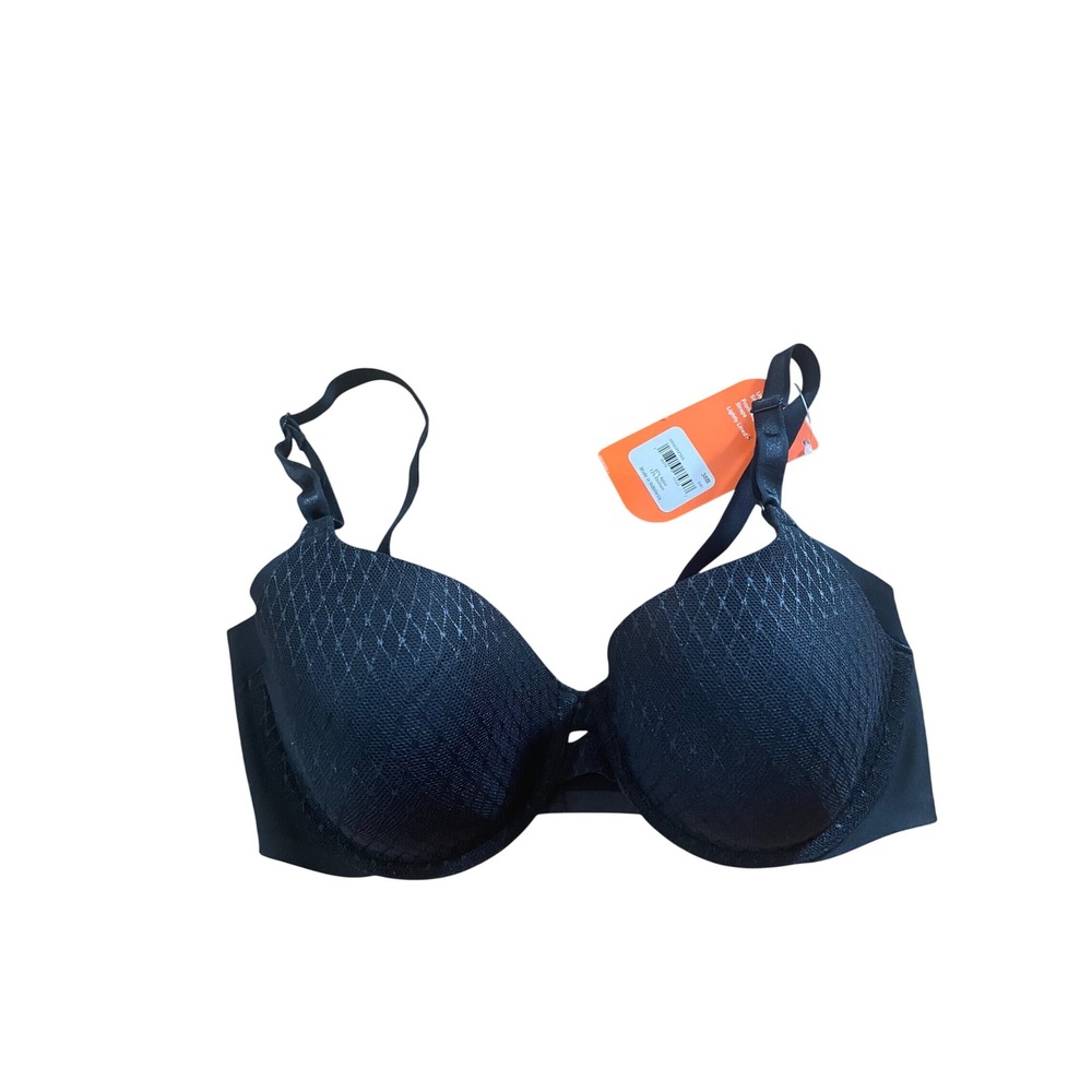 Warners Underarm Smoothing T-Shirt Bra Black 38B WRW253PU73 Underwire Mesh Cup